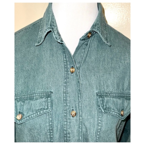 Vintage 80s Kikomo Long Sleeve Denim Shirt, Sz M - Picture 4 of 11